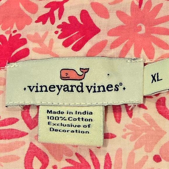 Vineyard Vines Size XL 100% Cotton Pink Floral Shift Dress Beach Coverup - Picture 6 of 7